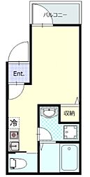 MELDIA八広III 1階ワンルームの間取り