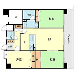 ロワールマンション春日原 3LDKの間取図画像