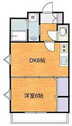 クワイエット・ツツジガオカ 1DKの間取図画像