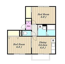 アゼリア 1階1LDKの間取り