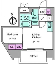 クレヴィアリグゼ北品川2ステーションコート 8階1DKの間取り