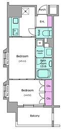 レジディア池尻大橋 2Kの間取図画像