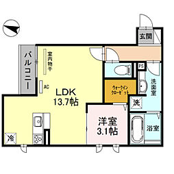 クオーレ 1LDKの間取図画像