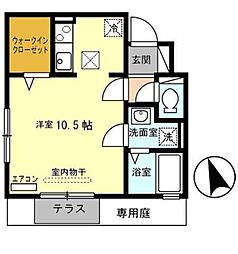 エスト・ドミール 1Kの間取図画像