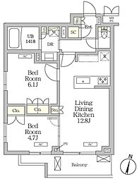 ミレーネ滝野川 2LDKの間取図画像