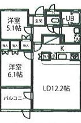 ＫＤビルナンバー5 2階2LDKの間取り