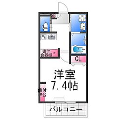 ジーイー・サンク 1Kの間取図画像