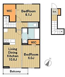 グランセレスト 2階2LDKの間取り