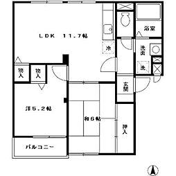 ラフォーレ北花田 2LDKの間取図画像