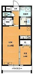 ノースヒルズAoyagi 1LDKの間取図画像