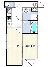 INOVE二子新地 4階1DKの間取り
