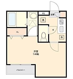 TKwill坂戸 1階1Kの間取り