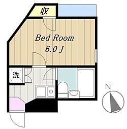JR横浜線 橋本駅 徒歩15分の賃貸マンション 3階1Kの間取り
