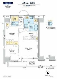 プラウドフラット清澄通り 2LDKの間取図画像