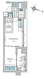 吉川ビル 1DKの間取図画像