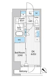 ＩＰＳＥ東京月島 6階1DKの間取り