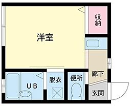 M・Cコーポ梅島 1階ワンルームの間取り