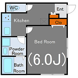 メゾン・ド・NAKAMURA 1階1Kの間取り