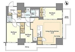 オアーゼ日暮里レジデンス 13階3LDKの間取り