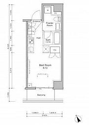 プラウドフラット浅草橋3 ワンルームの間取図画像