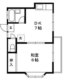 京王井の頭線 三鷹台駅 徒歩19分の賃貸アパート 1階1DKの間取り