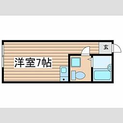 エルブルーム百合ヶ丘 1階ワンルームの間取り