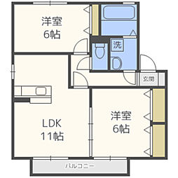 シーゲルSuguA 2LDKの間取図画像