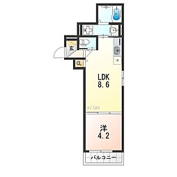 グリッター上新庄 1LDKの間取図画像