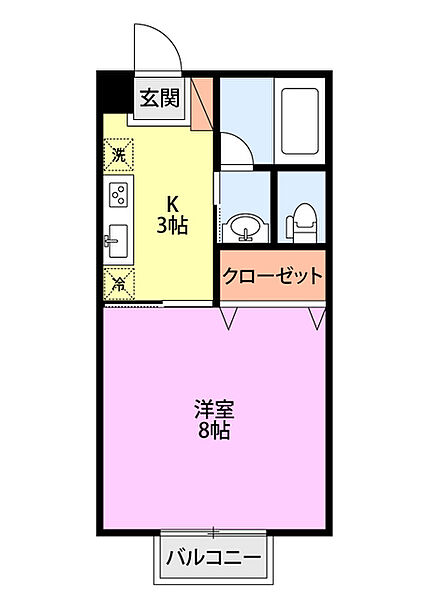 フォレストヒルズＢ 206｜新潟県新潟市北区松浜東町１丁目(賃貸アパート1K・2階・26.31㎡)の写真 その2