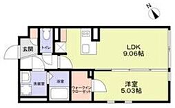 ザ・レジデンス市谷台町 1LDKの間取図画像
