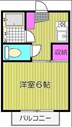 ボンアール西津 1Kの間取図画像