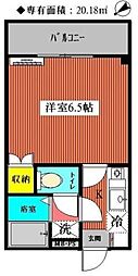 ヨシワガーデン2 1Kの間取図画像