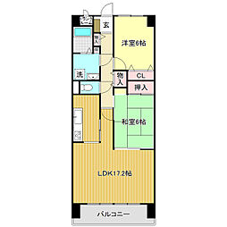 サントノーレ南御座 2LDKの間取図画像