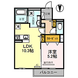 セジュールがもよん 1LDKの間取図画像