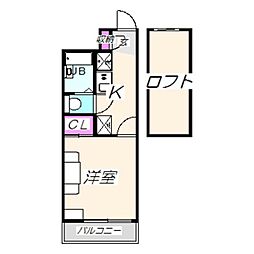 レオパレスプレミール2 1Kの間取図画像