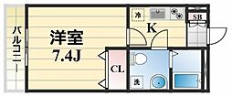 セカンドベル桜木北 1Kの間取図画像