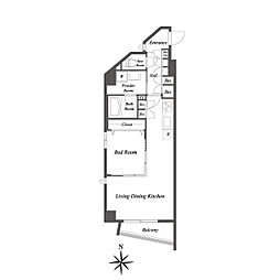 ルクレ足立 6階1DKの間取り