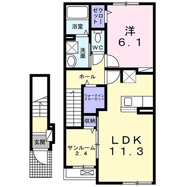 グラスランド・ウェル ｜大阪府堺市美原区阿弥(賃貸アパート1LDK・2階・50.96㎡)の写真 その2