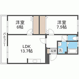 坂井ビル 2LDKの間取図画像