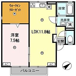 南海加太線 八幡前駅 徒歩14分の賃貸アパート 2階1LDKの間取り