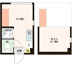 MiLaVita 高田馬場 1階ワンルームの間取り
