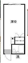 カサベルデ中村 1Kの間取図画像