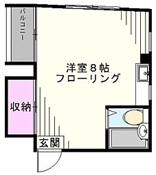 ストークベル 3階ワンルームの間取り
