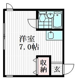 かとれや館 1階ワンルームの間取り