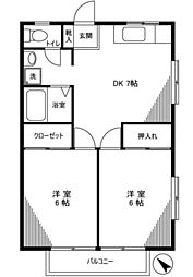 ニューハイツ南 2DKの間取図画像