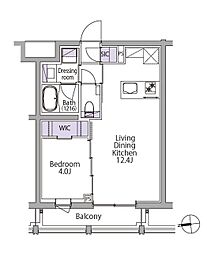 イプセ白金台 2階1LDKの間取り