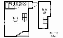 八雲ハウス 1LDKの間取図画像
