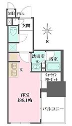 ルフォンプログレ元浅草マークス 12階ワンルームの間取り