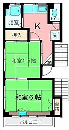 ともえマンション 2階2Kの間取り