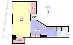 都営大江戸線 中野坂上駅 徒歩3分の賃貸マンション 2階1Kの間取り